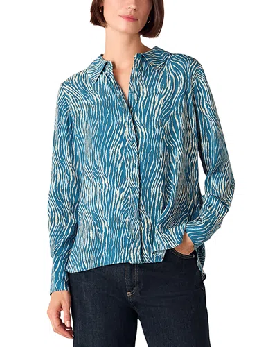 Whistles Womens Multi-coloured Zebra-print Button-through Woven Shirt In Blue