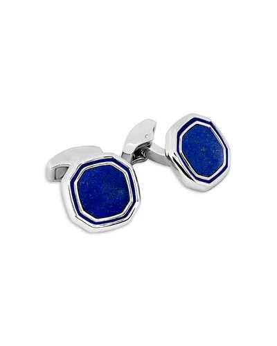 Tateossian Octagon White Bronze Plated & Blue Lapis Cufflinks