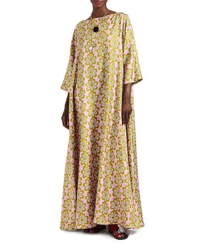 La Doublej Muumuu Dress Round Neck Caper Pink In Multi