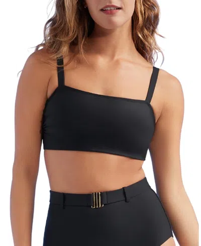 Hermoza Lucia Square Neck Bikini Top Swimsuit In Black