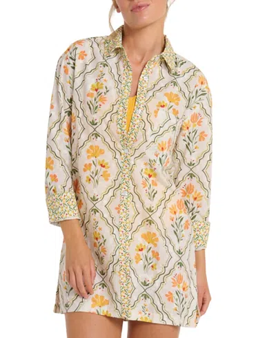 Hermoza Marie Button Front Collared Shirt Dress In Multi