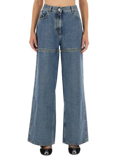 Attico Long Denim Jeans In Blue