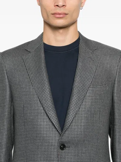 Canali Houndstooth-pattern Blazer In Gray