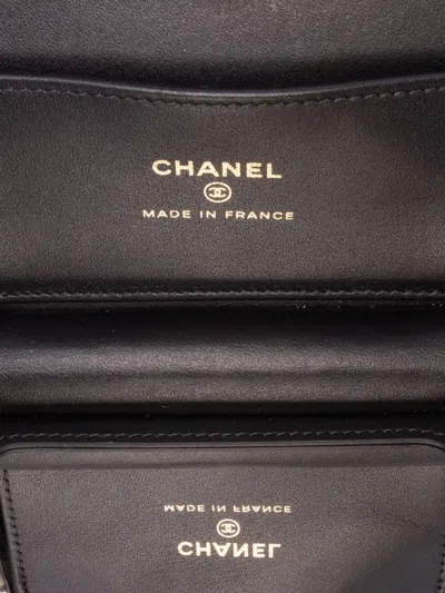 Pre-owned Chanel 2021-2025 Quilted Patent Boy Box Minaudiere On Chain Crossbody Bag In Black