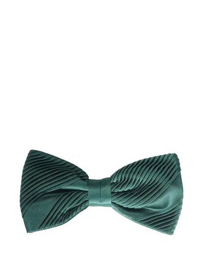 Stefano Ricci Pleated Silk Bow Tie In Green
