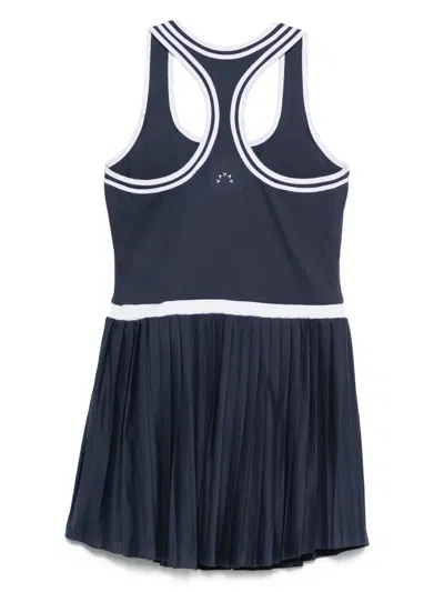 Varley Jane Pleated Racer-back Mini Dress In Blue