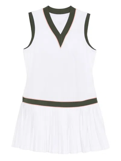 Varley Pleated V-neck Mini Dress In White