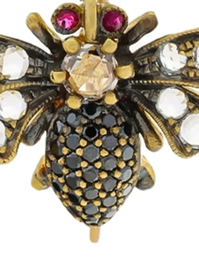 Sylva & Cie 18k Yellow Gold Bee Diamond And Ruby Earrings In Gold