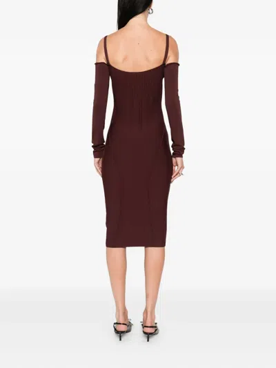 Mugler Boning-detail Dress In Brown
