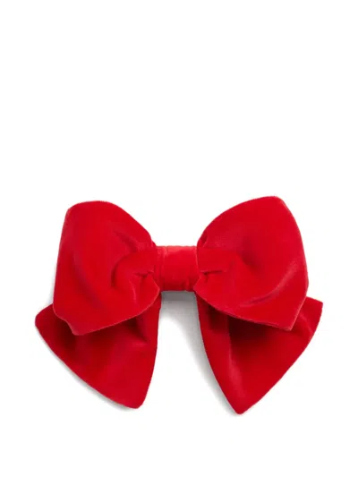 Patou Velvet Bow Hair Clip In Red