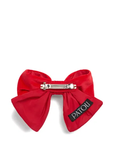 Patou Velvet Bow Hair Clip In Red