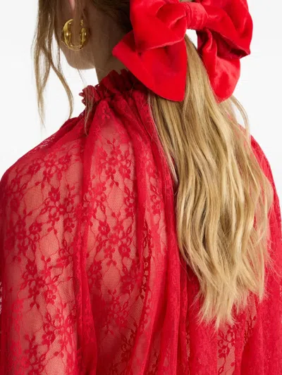Patou Velvet Bow Hair Clip In Red