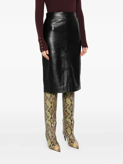 Iro Lambskin Panelled Skirt In Black