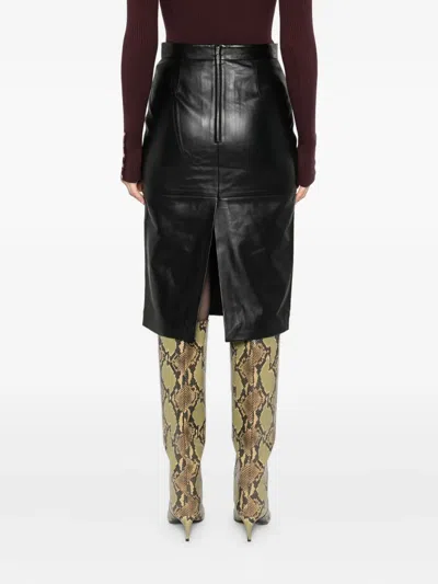 Iro Lambskin Panelled Skirt In Black