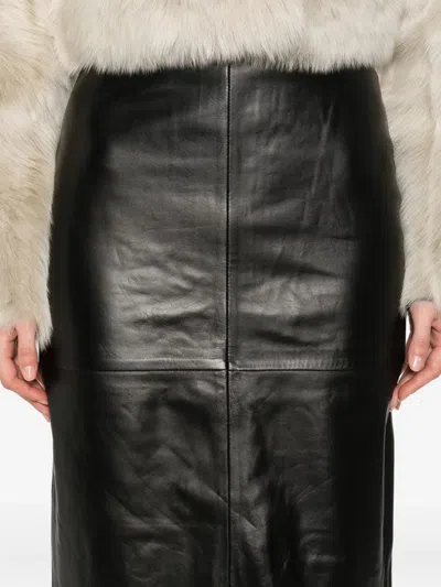 Iro Lambskin Panelled Skirt In Black