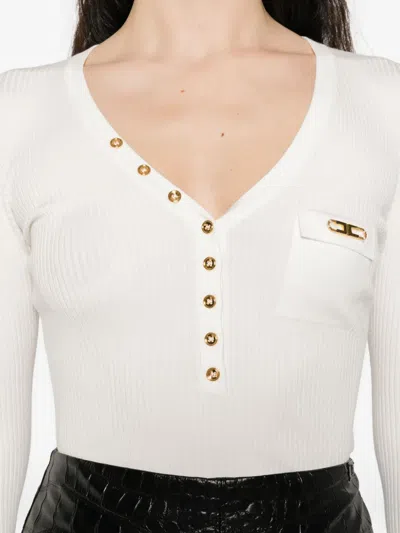 Elisabetta Franchi Knitted Sweater In White