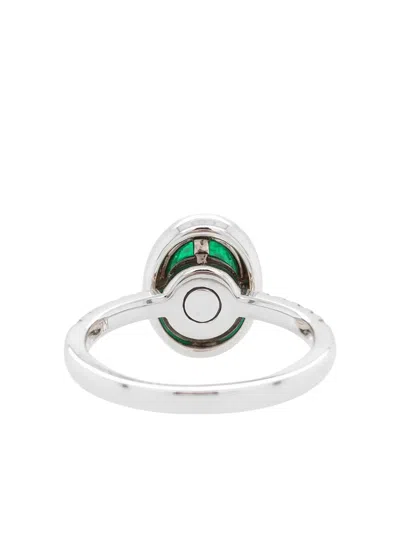 Hyt Jewelry 18k White Gold Emerald And Diamond Ring