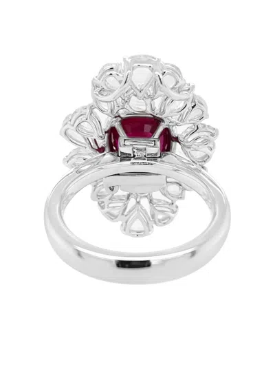 Hyt Jewelry 18k White Gold Ruby And Diamond Ring