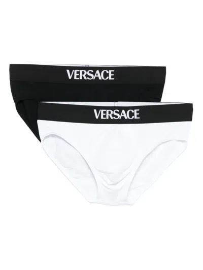 Versace Logo-waistband Briefs (pack Of Two)