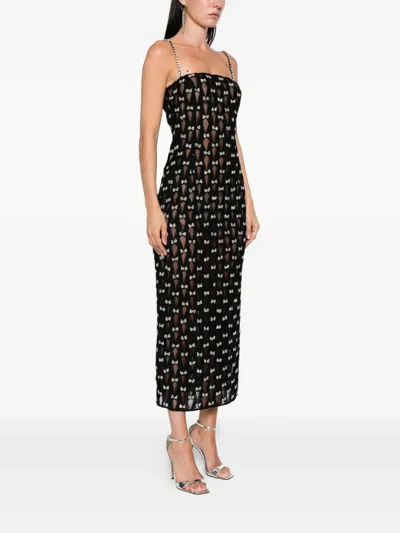 Nissa Bow-embellished Midi Dress In Blue