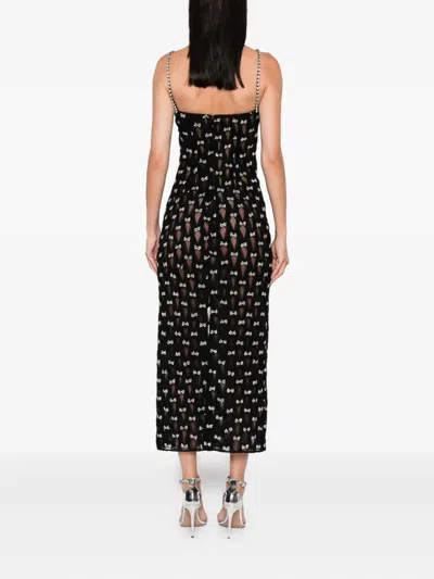 Nissa Bow-embellished Midi Dress In Blue