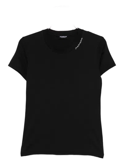 Dondup Logo-embroidered T-shirt In Black