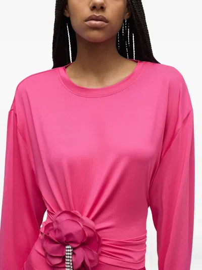 Area Crystal-flower Draped Top In Red