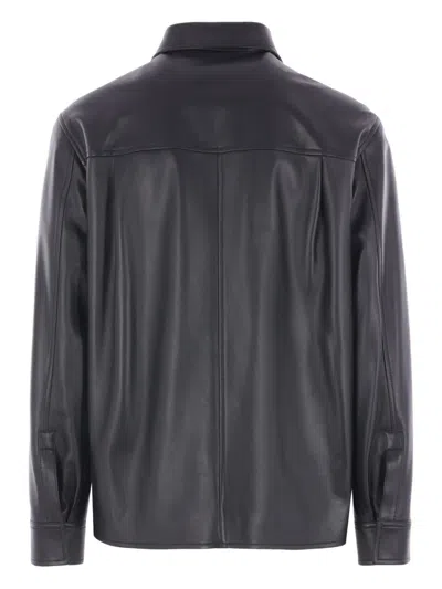 Loewe Logo-debossed Leather Jacket In Black
