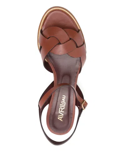 Avril Gau 55mm Braided Leather Ankle-strap Sandals In Brown