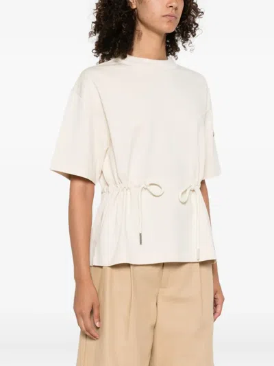 Moncler Drawstring-waist Cotton T-shirt In Neutral