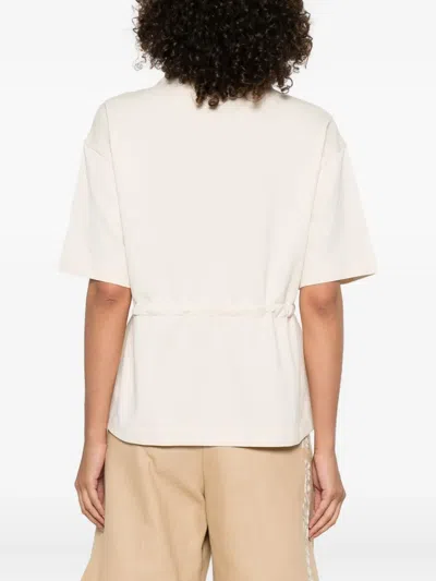 Moncler Drawstring-waist Cotton T-shirt In Neutral