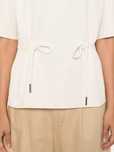 Moncler Drawstring-waist Cotton T-shirt In Neutral
