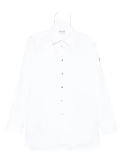 Moncler Oxford Cotton Shirt In Gray