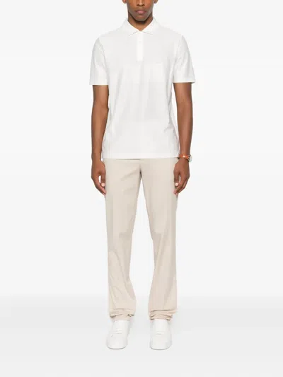 Canali Short-sleeved Polo Shirt In White