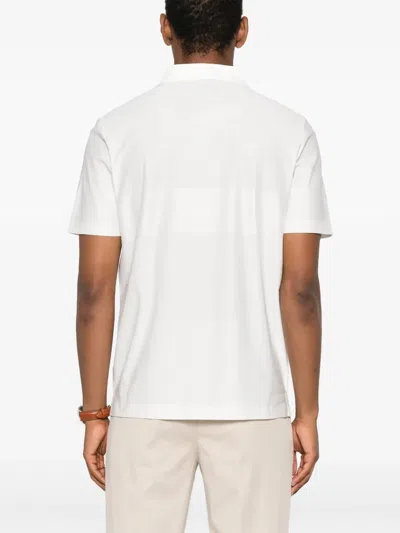 Canali Short-sleeved Polo Shirt In White