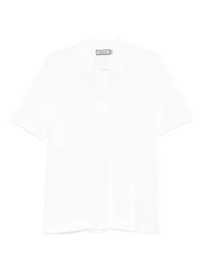 Canali Short-sleeved Polo Shirt In White