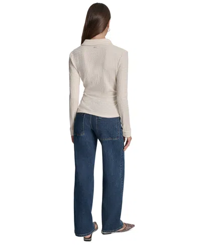 Dkny Jeans Women's Textured Collared Button-front Blouse In White