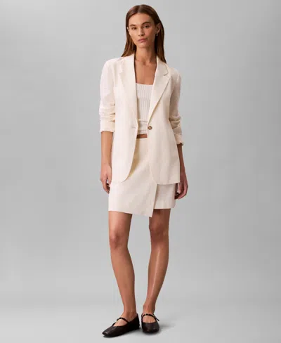 Calvin Klein Women's Linen Blend One-button Blazer