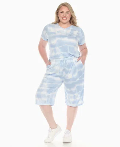 White Mark Plus Size Short Sleeve And Capri Lounge Set