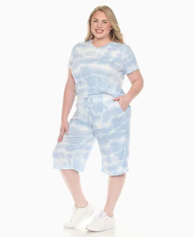 White Mark Plus Size Short Sleeve And Capri Lounge Set