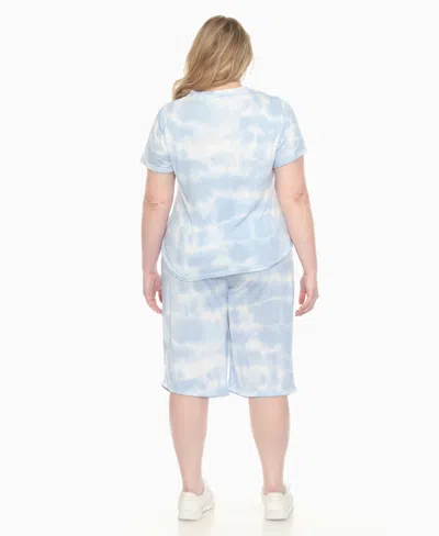 White Mark Plus Size Short Sleeve And Capri Lounge Set