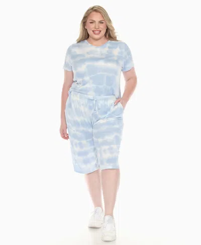 White Mark Plus Size Short Sleeve And Capri Lounge Set