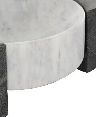 Rosemary Lane Marble Tray With Black Rectangular Blocks, 10" X 8"