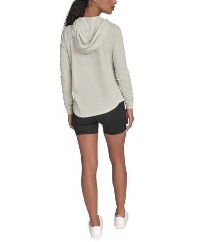 Calvin Klein Performance Ruched-sleeve Zip Hoodie In Neutral