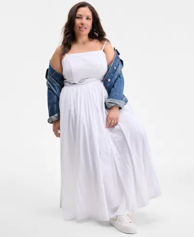 On 34th Trendy Plus Size Square-neck Maxi Dress, Exclusively At Macy's In White