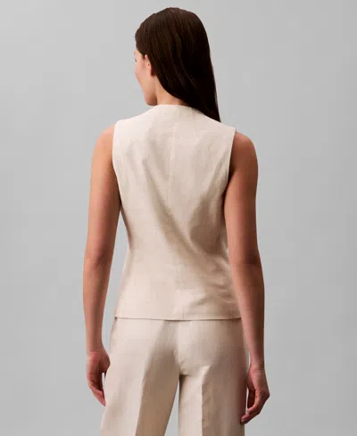 Calvin Klein Women's Linen Blend Button-front Vest