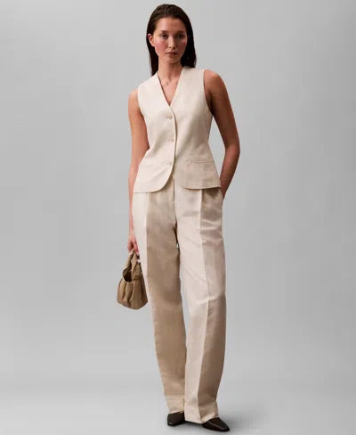 Calvin Klein Women's Linen Blend Button-front Vest