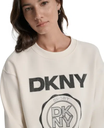 Dkny Sport Women's Medallion-logo Crewneck Sweatshirt In Neutral