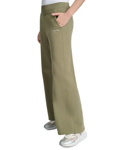 Dkny Sport Women's Studded-logo Wide-leg Pants