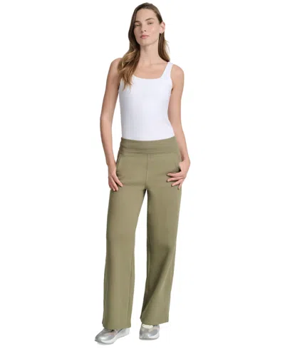 Dkny Sport Women's Studded-logo Wide-leg Pants